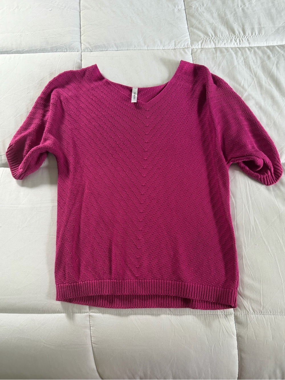 Fuchsia Short-Sleeve Knit Top - Classic Women's Blouse